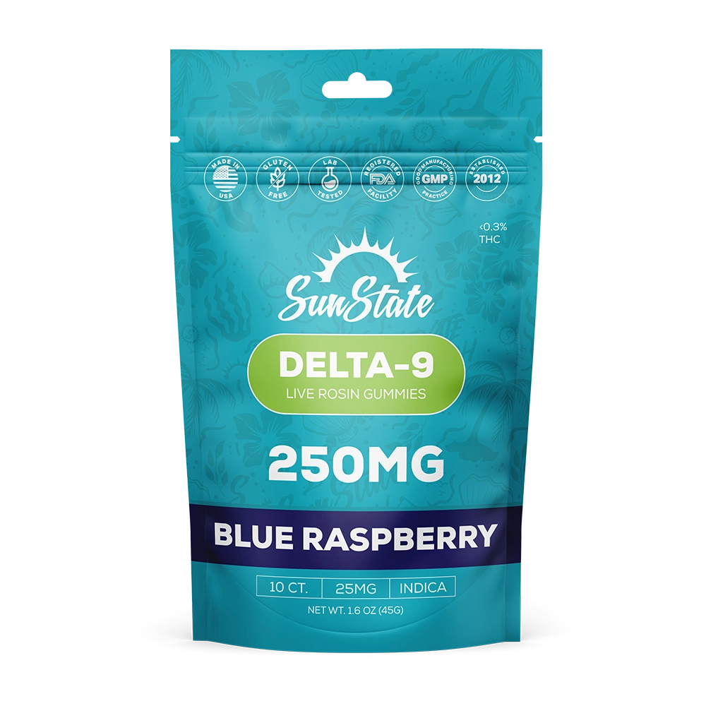 Sunstate 25MG THC Gummies Blue Raspberry - Indica